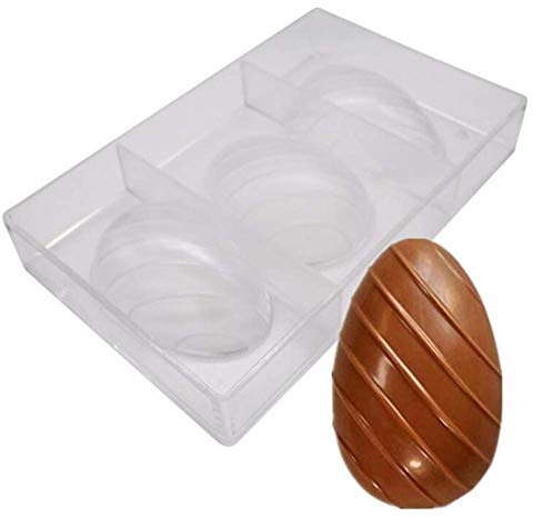 3 Holes Easter Egg Polycarbonate Chocolate Mold Clear Diamond Egg Mould DIY Handmade Maker Ice Making Tray Bakeware Confectionery Cake Mould Baking Dish Kitchen Supplies - 27 x13.5 x 2.4cm