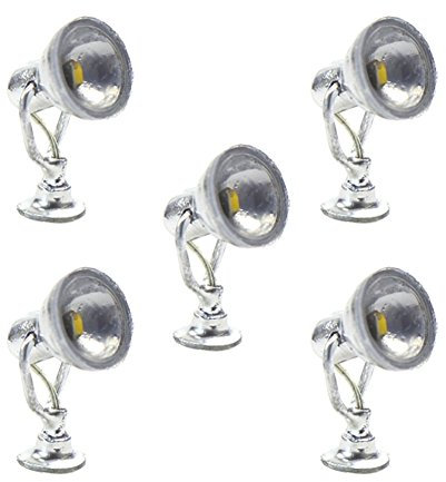 Evemodel LYM20 LED Pathway Light Track H0 1:87 Railway Spot Lamp Spotlight House Lighting Model Making Pack of 5