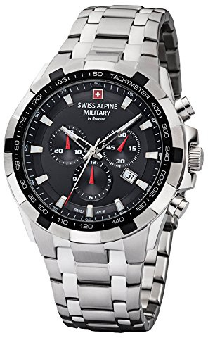 Swiss Alpine Military Analog Modell 7043.9237 Sapphire Crystal Chrono 47 mm 10 ATM. Marke: