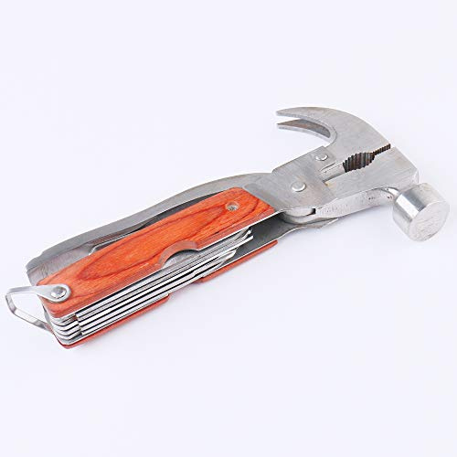 16-In-One Multi Function Outdoor Survival Tool Portable Stainless Steel Claw Hammer Folding Bottle Opener Cork Screw Groomsman Gift Gift for Him, Style #2 (Claw Hammer)