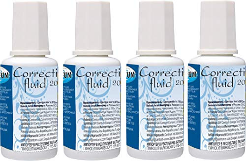 JMS we create smile - Pack of 4 x 20 ml Fast Drying Correction Fluid with Brush