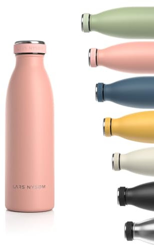 LARS NYSØM Edelstahl Trinkflasche 350ml, 500ml, 750ml, 1L, 1 5 liter | Thermosflasche Kohlensäure geeignet | Auslaufsichere Wasserflasche für Sport, Outdoor, Schule (Blush Rose, 500ml)