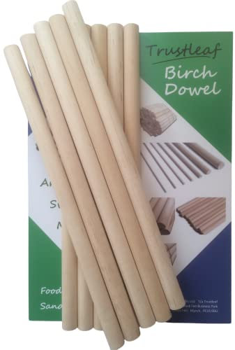 Trustleaf 16mm x 30cm Birch Hardwood Wooden Dowels (10 Dowels)