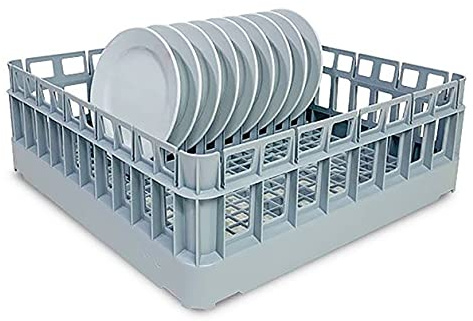 500x500mm Glasswasher Basket for Washing Plates and Glassware in 500mm Commercial Dishwashers, Comes with Removable Plate Holder (Holds 9 Plates)