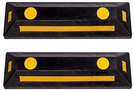 RMAN 2 x Radstopper 56 x15 x10cm Parkplatzbegrenzung Gummi Radstopp-Parkbegrenzung Parkplatz-Markierung für gewerbliche und Private Parkhäuser Reflektierende Anfahrschutz