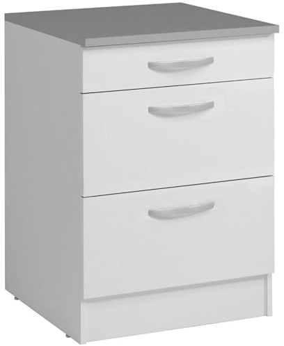 Miroytengo Módulos Individuales y Cocinas Completas en Color Blanco Mate (Módulos Individuales, Inferior 60 cm 3 cajones)