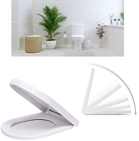 D Shaped Square Toilet Seat Soft Close Toilet Lid with Quick Release, Anti-Bacterial Toilet Seat with Adjustable Hinges, Simple Top Fixing Plastic Toilet Lid Cover for Easy Clean