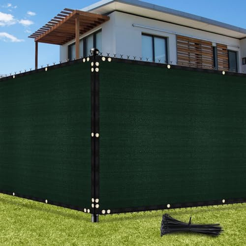 UIRWAY Sichtschutz Zaun, 1,8m x 10m, 170g/m2, UV-Schutz, winddicht HDPE | Zaunblende, Schattiernetz mit Ösen, inkl. Kabelbinder, für Gartenzaun & Gewächshaus, Farbe: Grün