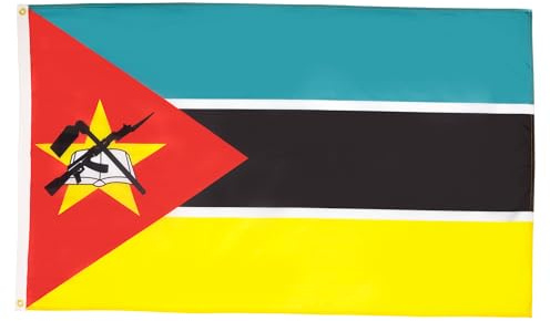 AZ FLAG - Moçambique flagga - 150 x 90 cm - lättviktig polyester - moçambikansk flagga med integrerade metallöglor - 80 g