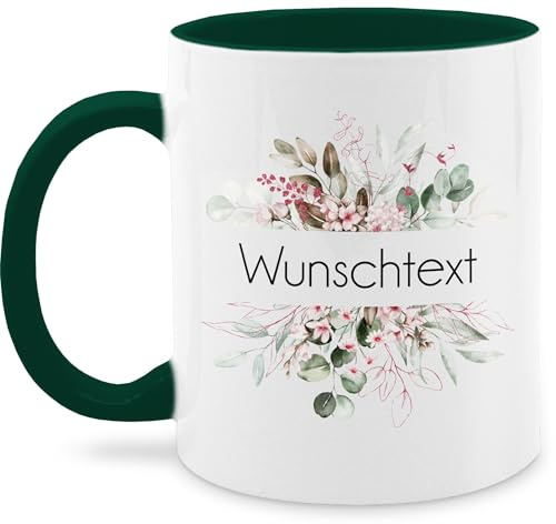 Tasse Tassen 325ml - Aufdruck selbst gestalten - Wunschtext I Geschenk personalisiert I Geschenk Weihnachten - 325 ml - Dunkelgrün - kaffeetasse fürs büro custom mug personalisierte blume