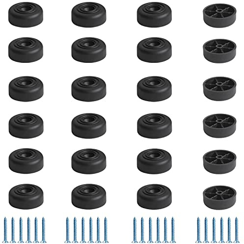 LEIMEND Pieds de Meubles Ronds 24 Pièces Pieds de Meuble Noir Ø 33 x H13 mm