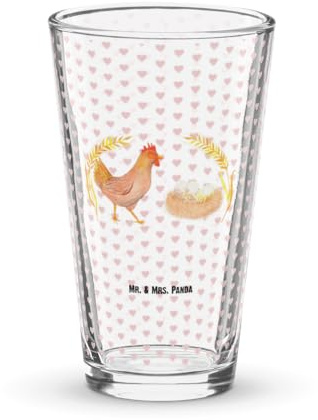 Mr. & Mrs. Panda Glas Huhn Stolz - Geschenk, Bierglas, Hof, Tumbler, Longdrinkglas, Hoftiere, Hahn, Schwangerschaft, Pint, Motivation, Hühner, Eier, Trinkglas
