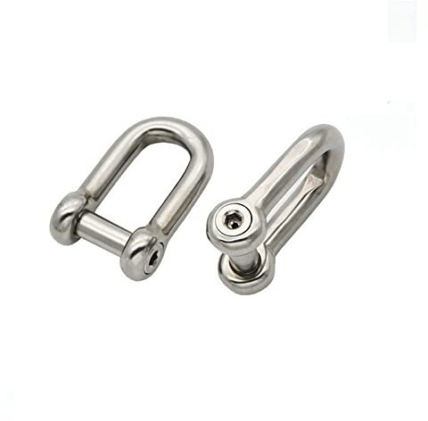 Schäkel mit Schraubbolzen, D-Ring-Schäkel, hochfester Edelstahl 304 M5-M20 mit Innensechskant, versenkter Stift, Dee-Typ-Ankerschäkel (Größe: M16, 2 Stück) (Size : M10 5PCS)
