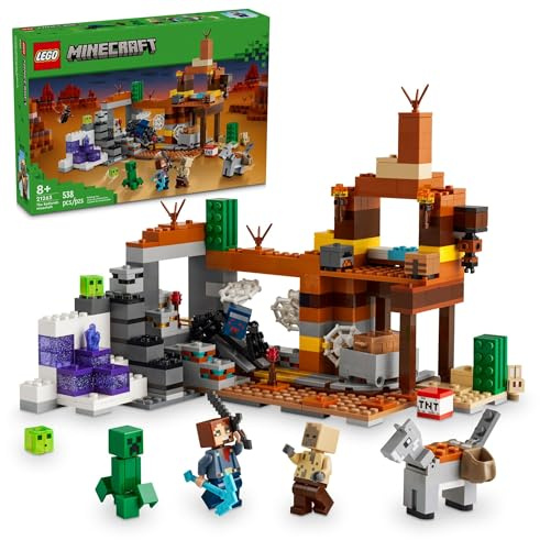 LEGO Minecraft 21263 The Badlands Mineshaft Videospiel Spielzeug, Mining Exploration Set mit Minecraft Minifiguren, Geburtstagsgeschenk für Jungen und Mädchen, Actiongeladenes Minecraft-Spielzeug für