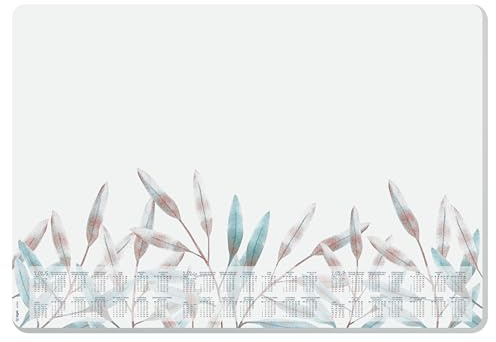 SIGEL HO303 Sous-main en papier, calendriers sur 3 ans et semainier, design forest leaves, A2 (59.5 x 41 cm), blanc/bleu/brun, 30 feuilles