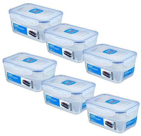 LocknLock 6er Set HPL322 Vorratsdosen - Frischhaltedosen 1,8 Liter - Maße (LxBxH): 210 x 146 x 94 mm - Geeignete Dosen zum Einfrieren und Mikrowelle - Lock and Lock Dosen Food Box Meal-Prep-Boxen