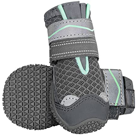 SlowTon Hundeschuhe Pfotenschutz, 2 Stück atmungsaktive Hunde Schuhe Outdoor mit Rutschfester Sohle, verstellbarem reflektierendem Klettverschluss Hundestiefel für kleine, mittlere und große Hunde