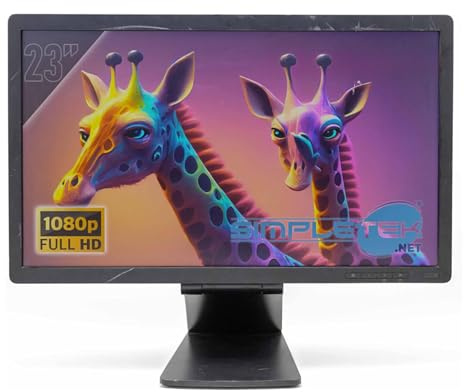 SIMPLETEK - Monitor LED 23 Full HD Wide 16:9 | DP - VGA - DVI/I | Schermo Per PC Con HUB USB, Cavo USB e VGA inclusi (Ricondizionato)