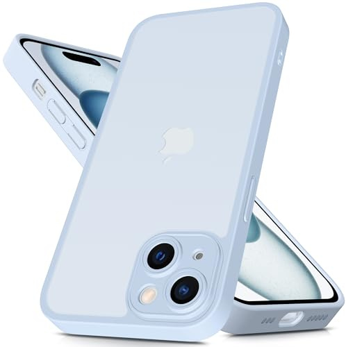 Mootobo for iPhone 15 Plus Case with Camera Lens Full Cover Protection, 10FT Military Grade Drop Protection Phone Case with Anti-Fingerprint Matte Back 6.7 inch - Blue