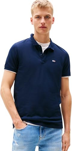 Tommy Jeans Tjm Slim Placket Polo Ext, Polo a Maniche Corte Uomo, Blu (Dark Night Navy), M
