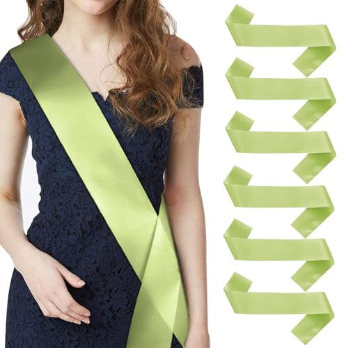 Kotkiddy 6 Stück Schärpe Leere Schärpe Schärpe Bedrucken DIY Plain Satin Sash Individuelle Schärpe Blank Satin Schärpen Deko Schärpe Bride Für Hochzeit Party(hellgrün)