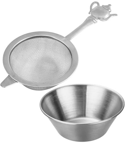 1 Colador Y 1 Tazón Pequeño De Acero Inoxidable, Filtro De Té, Juego De Té Creativo, Accesorios Para Hacer Té, Utensilios De Cocina