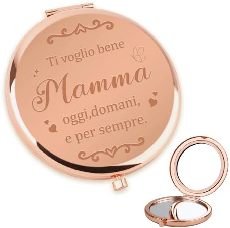 LmashRbaiw Regalo Mamma,Festa Della Mamma Idee Regalo,Regalo Mamma Natale Originali Specchio Compatto Pieghevole,Regali Mamma Compleanno Natale Anniversario Festa Della Donna San Valentino