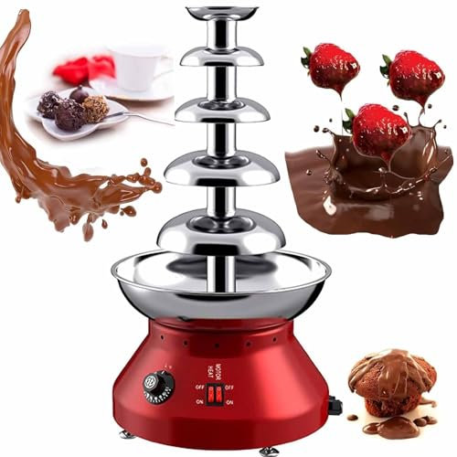 Chocolate Fountain Fondue Machine - 6 Tier Stainless Steel Melting Pot - Large Capacity for Chocolate, Candy & Cheese - Perfect for Birthday Celebrations & Events