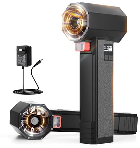 PERFORMANCE GURU Soffiatore turbo per auto, spinta fino a 1,6 kg, potenza massima 750 W e 64 mm, super elettrico, senza fili, per la cura del prato e l'asciugatura dell'auto (Nero argenteo)