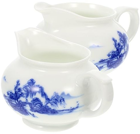 CIYODO 2pcs Blue and White Porcelain Milk and Sauce Gravy Boats Ceramic Sauce Dispenser Condiment Bowls for Restaurant and Home Use