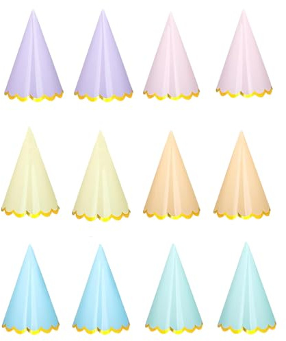 FDRJKN Birthday Hats for Adults, 12 Pack Party Hats, 6 Colors, 15.8 * 10.5cm, for Kids, Adults, and Pets, Ideal for Birthday Parties, Baby Showers, School Events