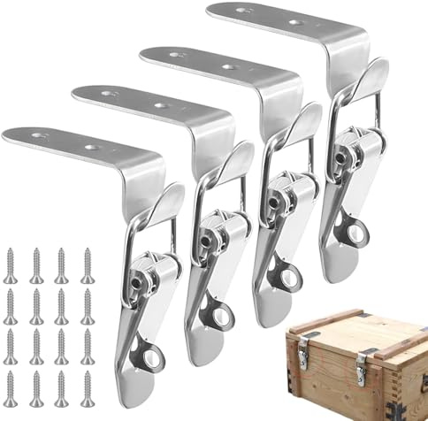 JRYXDS 4 Pièces Fermeture À Levier À Pression, Fermoir À Bascule En Acier Inoxydable, Loquet À Bascule À 90 Degrés, Verrous À Tension Loquet À Ressort Pour Valises, Boîtes, Armoires, Tiroir