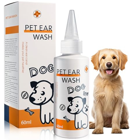Limpiador de Oídos 60ml para Perros y Gatos, Solución Suave con Extractos Naturales, Cuidado Diario de las Orejas, Elimina Cerumen e Impurezas, Mantiene las Orejas Frescas y Saludables
