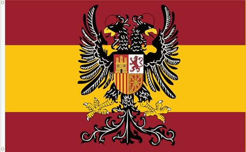 SUPER BANDIERA DI SPAGNA AGUILA BICEFALA XL. Qualità RASO Premium 120D. Dimensione gigante XL 250 x 150 cm