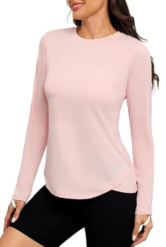 PINSPARK maglietta sportiva da donna protezione solare UPF 50+, maglietta sportiva ad asciugatura rapida, maglietta da corsa leggera maglietta a maniche lunghe da yoga maglietta funzionale traspirante