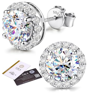 SLLAISS Moissanite Boucles d'Oreilles Argent 925 Sterling, 2CT