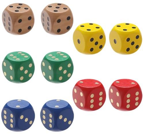 XBFOCNH 10pcs dadi in legno, grandi 30 mm, gioco di dadi in legno naturale per bambini, apprendimento e matematica, montessori, gioco educativo, accessori