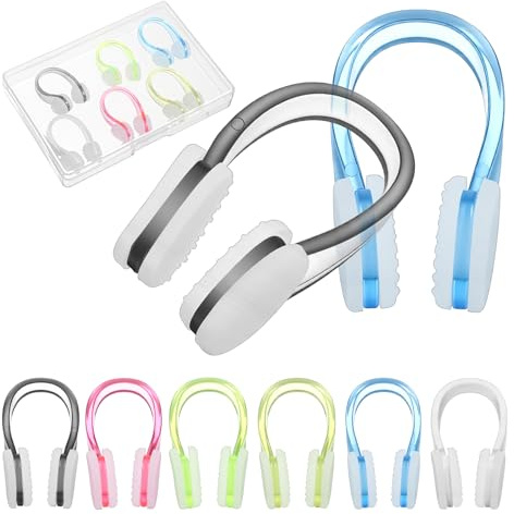 Wanmu 6Pcs Nose Plugs for Swimming Soft Silicone Swim Nose Clip with Storage Cases Non-Slip Waterproof Swimming Nose Plug Fit for Adults Kids Children Aged 7+, Pool Training Diving Water Sports