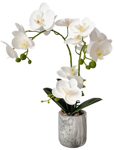 Wenhuidr weiß Künstliche Orchideen in Topf, Faux Orchideen, Heimdekor | Waschbare Seiden-Orchideen, Phalaenopsis Dekoration für Zuhause, Hochzeitstisch, Zentrumspflanze, Badezimmer, Büro