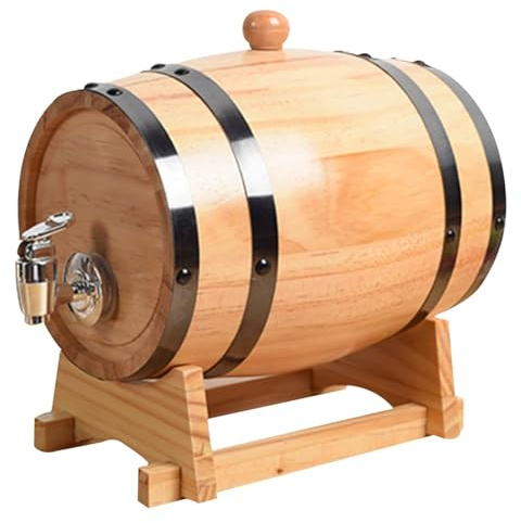 Barril de vino de 3 litros, barril de whisky con grifo y soporte, barriles de roble para envejecer whisky, dispensador de madera, decoración de cafetería para bebidas espirituosas, licores, cerveza