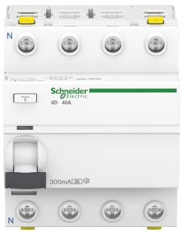Schneider A9Z24440 Interruttore differenziale iID, 4P, 40A, 300 mA, Tipo A, Fantasia Multicolore