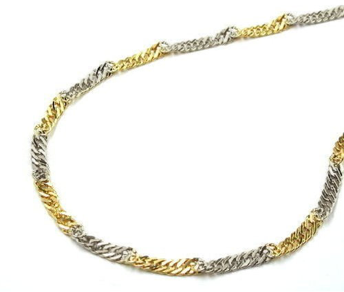 Goldkette Schmuck Unisex Collier Halskette Kette Singapurkette 45 cm aus 375 Bicolor Gold 9 kt