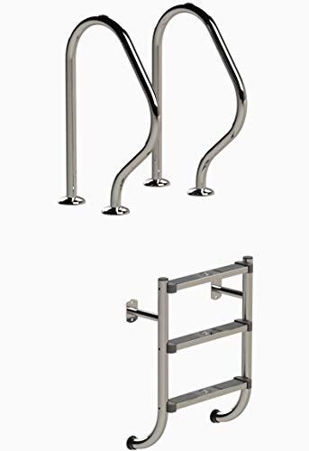 Ideal Eichenwald Geteilte 3- stufige Tiefbeckenleiter Schwimmbadleiter Poolleiter Edelstahlleiter Leiter