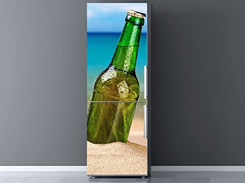 Adesivi in vinile per frigorifero birra sulla sabbia | varie misure 185 x 60 cm | adesivo resistente e di facile applicazione | adesivo decorativo dal design elegante