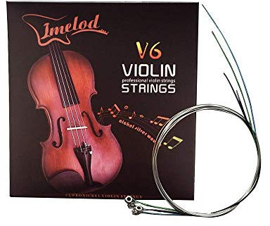Imelod Violinensaiten Universal Full Set (G-D-A-E) Violine Fiddle String Saiten Stahlkern Nickel-Silber umwickelt mit vernickeltem Kugelende für 4/4 3/4 1/2 1/4 Violinen (1 Set)…