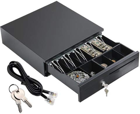 12V Heavy Duty Cash Till Drawer For Small Business - Cash Register 4 Bills & 5 Coins Cash Tray- Shop Till Drawer RJ11 Insert