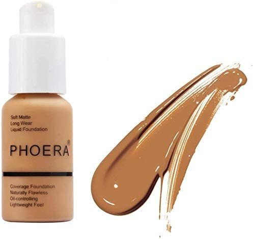 ABRUS® Phoera Foundation Make-up, volle Abdeckung, weicher, matter Ölkontroll-Concealer, flüssige Foundation, langanhaltend, 24 Stunden, wasserdicht und mischbar, 30 ml (105 Sand)