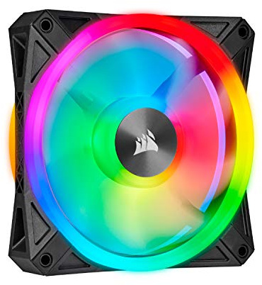 Corsair iCUE QL120 RGB, Ventilador LED RGB de 120 mm , 34 LED RGB Direccionables Individualmente, De Hasta 1500 RPM, Silencioso, Amortiguadores Antivibraciones, Paquete Individual , Negro