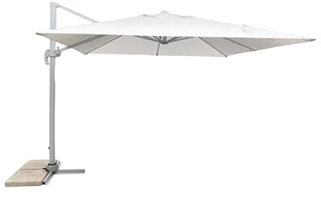 MICHELE SOGARI Ombrellone da Giardino 3X4 Bianco Base Decentrata Alluminio 3 X 4 Telo Poliestere e Rotazione 360 gr - Total White (ombrellone)