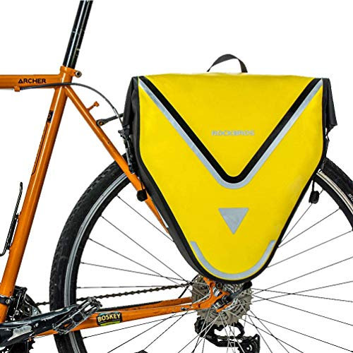 ROCKBROS Fahrrad Gepäckträgertasche Fahrradtasche 100% wasserdichte Transporttasche Hinterradtaschen mit Schultergurt 20L Gelb/Schwarz Gold